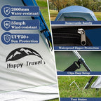 Happy Travel Camping Tent, 4 Person Dome Tents for Camping with Rainfly, Waterproof Clip Easy Setup Portable Family Tent with Mesh Windows, 20% More Headroom Backpacking Tents for Camping & Hiking
