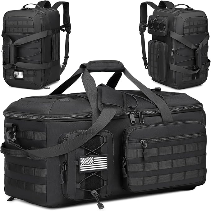 50L Gym Bags for Men, 3 in 1 Travel Duffle Bag with Shoe Compartment, Tactical Military Backpack for Overnight Weekender Gym Traveling Workout Deployment