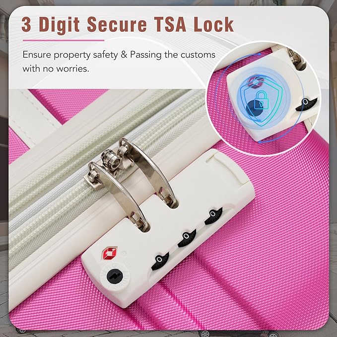 Luggage Sets, 2 Piece Carry on Luggage Set with Travel Bag, 2 Piece Expandable Spinner Hardshell Suitcase with TSA Lock, Back to School Suitcase, Women Men (Pink, 20/24 inch+Cosmetic Case)