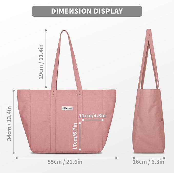 HOMESPON Large Canvas Tote Bag for Women Everything Bag with Pockets and Laptop Sleeve