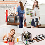 Wogarl 4PCS Weekender Bags for Women Large Overnight Weekend Travel Duffel Carry on Shoulder with Shoe Compartment Canvas Toiletry Bag for Travel Business Gym