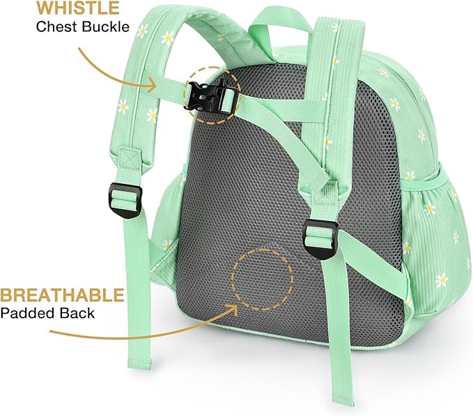 STEAMEDBUN Corduroy Toddler Backpack for Girls 2-4: Kids backpack for Boys Girls - 12 inch Preschool Kindergarten Backpacks - Daisy