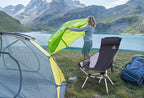 Nice C Ultralight High Back Folding Camping Chair, Collapsible Backpacking Chair, Compact & Heavy Duty Outdoor, Travel, Picnic, Festival with 2 Side Pockets, Pillow &Carry Bag (One Black)