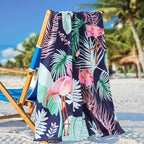 Oversized Terry Beach Towel 36 x 72 in Soft Extra Large XL Pool Swimming Towels Clearance for Adults Blanket Travel Essentials Cruise Accessories Must Haves Vacation Stuff Lounge Chair Cover Flamingo
