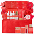 33 Pcs Mother's Day Gifts, Red Rose Bath & Body Gift Set for Women, Home Spa Kit, Hydrating Skin Care Set, Self Care Gift Basket, Cosmetic Bag, Necklace, Valentines, Birthday, Anniversary