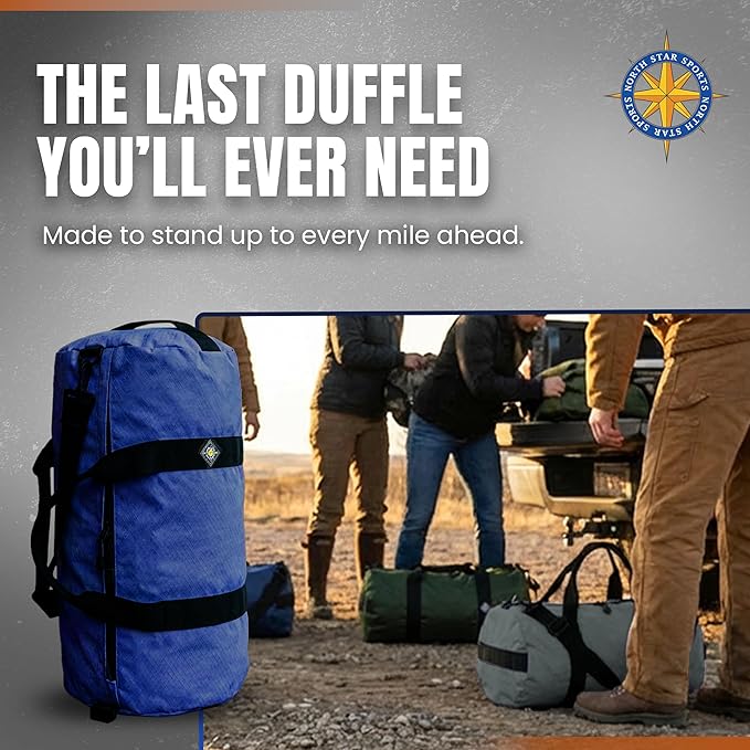 175L Extreme Duffel Bag, Heavy-Duty Gear Bag, 1050D Tuff Cloth, Diamond Ripstop, Reinforced Stitching - Blue (18” x 42")