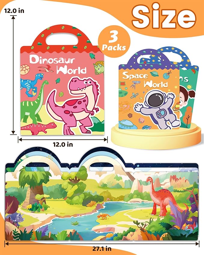 Walenced Reusable Sticker Book for Toddlers, Stickers for Kids, Toddler Sticker Book, Toddler Craft Activities, Toddler Travel Toys Girl Birthday Gifts