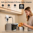 [ETL Listed] Cable Matters 2-Pack Spaced 3 Outlet Adapter, 3 Plug Wall Adapter, Grounded Plug Extender