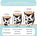 KJQJLY 3 Pack Reusable Iced Coffee Sleeves for Iced Coffee Cups or Drinks Reusable Neoprene Insulated Sleeves for Hot and Cold Drinks from Starbucks, Dunkin, And More (Brown cow)