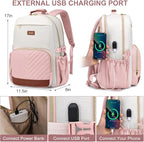 Focdod Laptop Backpack for Women Bookbag: 15.6 inch Work Backpacks with Pouch Pocket for Large Capacity Cup & USB Charger College Book Bag Travel Business Nurse Teacher Bookbags Anti-theft Back Pack