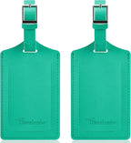 Travelambo Luggage Tags for Suitcases Faux Leather Privacy Protection 2 Pack Bag Tags Travel Accessories Essential, Blooming Green