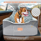 AlfaTok Memory Foam Booster Dog Car Seat for Medium Dogs Under 45 LBS, Elevated Pet Car Seat with Detachable Washable Cover, Anti-Slip Sturdy Dog Booster Seat with Seat Belt for Back Seat Travel