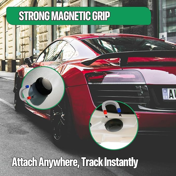 Magnetic Hidden GPS Tracker for Vehicles – 365 Days Battery Life, No Subscription, Car Tracker Device Hidden (iOS Tracker)