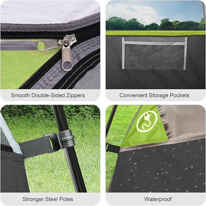 CAMPROS CP Camping Tent 2/4/6 Person, Waterproof Windproof Double Layer Dome Tent, Easy Setup with Large Mesh Windows & Wide Door for Outdoor Camping Backyard