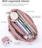 Puffer Tote Bag for Women, Lightweight Puffy Tote with Compartments, Shoulder Bag Crossbody Bags for Women Travel, Work, Gym