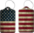 Luggage Tags for Suitcases, 2 Pack Cute PU Leather Suitcase Tag Identifiers TSA Approved with Stainless Steel Loop and Address Card for Baggage Tag for Travel Essentials Flag, by Chelmon