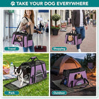 PetAmi Airline Approved Pet Carrier for Cats & Small Dogs, Soft Sided TSA Travel Carrier Bag with Sherpa Bed, Breathable Mesh Ventilation, Collapsible Bowl, Up to 18 lbs, Large Heather Purple
