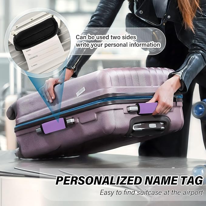 DOMIKING Purple Luggage Handle Wraps for Suitcase Luggage Identifier Soft Luggage Grip Markers for Travel Bag Suitcase Luggage Handle Cover Travel Accessories, 4 Pack