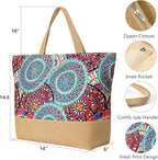 Trifabricy Beach Bag for Women, Large Beach Tote Bags with Zipper, Woven Straw Tote Waterproof, Swim Gym Shopping Travel Bag
