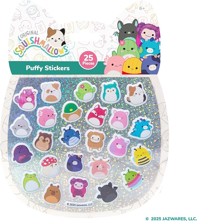 Original Squishmallows Squishy Stickers, Sticker Book of Your Favorite 'Mallows, Cute Stickers for Kids, Fun School Supplies, Classroom Prizes and Incentives, Cool Stuff for Gift Baskets