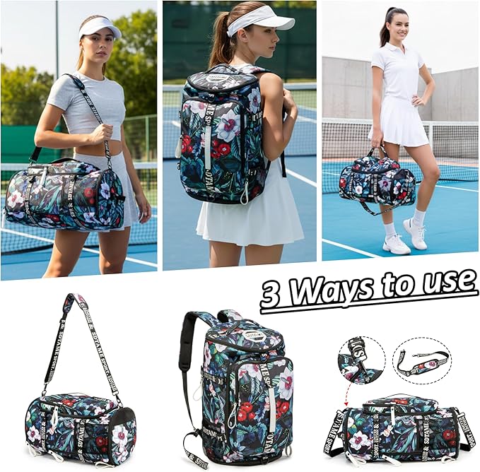 Gym Duffle Bag Backpack with Shoe Compartment,4 ways Travel Backpack for Women and Men,Multi-Functional Weekender bag with Waterproof Layer&Laptop Compartment for Fitness, Travel,Camping