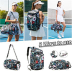 Gym Duffle Bag Backpack with Shoe Compartment,4 ways Travel Backpack for Women and Men,Multi-Functional Weekender bag with Waterproof Layer&Laptop Compartment for Fitness, Travel,Camping