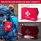 300 Piece First Aid Kit, Compact Waterproof First Aid Bag with 9 Organized Compartments, Portable Emergency Supplies Kit for Outdoor, Camping, Hiking, Car, Home, Travel, Office