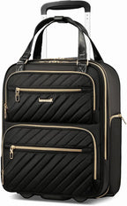 LUGGEX Underseat Carry On Luggage with Wheels, UDK Stylish Lightweight Under Seat Luggage, Soft Sided Personal Item Suitcase for Short Trip (UX-Core, Black, 16 Inch)