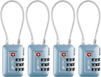 TSA Accepted Luggage Travel Lock, Set-Your-Own Combination Lock for School Gym Locker, Luggage Suitcase Baggage Locks, Filing Cabinets, Toolbox, Case (Arctic Blue, 4 Pack)