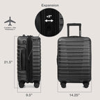 U.S. Traveler Boren Polycarbonate Hardside Rugged Travel Suitcase Luggage with 8 Spinner Wheels, Aluminum Handle, Carry-on 22-Inch, USB Port, Black