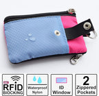 CHENSPRX Minimalist RFID Blocking Small Wallet with ID Window,WaterResistant Zip Id Case Wallet with Lanyard Keychain for Cards,Cash,Travel,Women,Men