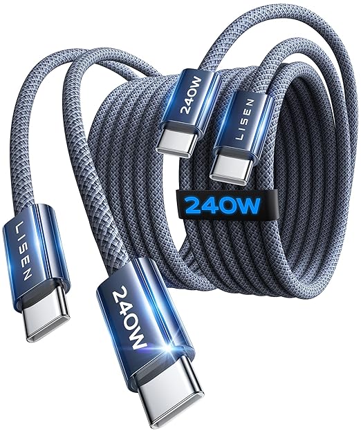LISEN for Apple iPad Charger Fast Charging 240W USB C Cable for iPad Pro 13/12.9/11 inch, A16/10th Generation, iPad Air 11/13 inch/5th/4th, iPad mini 6th/7th, 6.6ft+10ft/2 Pack/Midnight