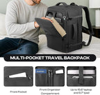 Carry on Backpack, Extra Large 55L Travel Backpack TSA Approved, Expandable Laptop Bagpack with durability, Water Resistant Bag Compatible with 18.4 inch Laptops, Black
