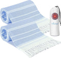 2 Pack Antfuny Turkish Beach Towel Vacation Essentials Quick Dry Sand Free Soft Absorbent Adult Oversized Bath Pool Swim Long Wide Stripe Towel Sound Cloud Linen Mat Summer Thing Lightweight Thin Blue