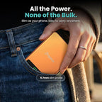 5K Magnetic Power Bank, Orange, Qi2 Certified 15W Wireless Charger, LCD Display, Ultra-Slim Solid-State Battery Pack for iPhone 17/16, Lightweight Travel, Everyday Use USB-C Portable Charger