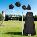 Wolfwise Pop Up Shower Tent for Camping Essentials, Portable Instant Changing Tent with Ventilation Window & Carry Bag, Privacy Dressing Room Bathroom Toilet for Beach & Outdoor, Standard, Black