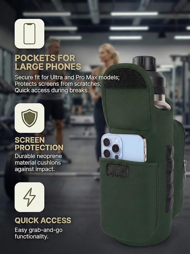 AUPET Magnetic Gym Bag for Men & Women, Small Gym Bag Organizer, Crossbody Magnets Gym Water Bottle Bag Holder Carrier Fits for 18-40oz Owala Yeti Hydro Flask, Workout Pouch for Phone, Keys & Wallet
