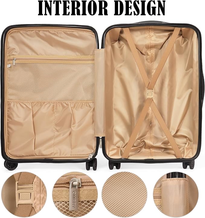 Luggage Set 3 Pieces -Suitcase Set - Luggage with Wheels - Check-in Luggage - PC + ABS Durable Suitcase Rotating Silent Wheels 3-Piece 20/24/28 yellow (beige)