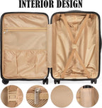 Luggage Set 3 Pieces -Suitcase Set - Luggage with Wheels - Check-in Luggage - PC + ABS Durable Suitcase Rotating Silent Wheels 3-Piece 20/24/28 yellow (beige)