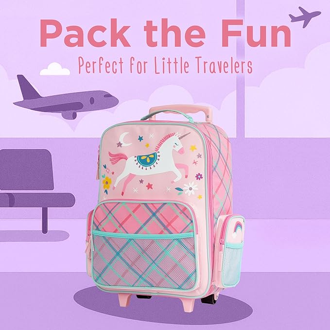 Stephen Joseph Kids Classic Rolling Luggage, Kids Luggage, Toddler Rolling Travel Carry On, Kids Suitcase with wheels,