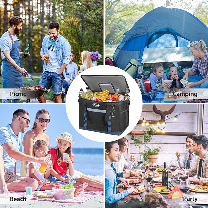 Maelstrom Collapsible Soft Cooler Bag,35/55/75 Cans Beach Cooler with Flip Top Lid, Ice Chest, Leakproof & Portable for Beach, Camping, Road Trips & Grocery Shopping