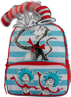 AI ACCESSORY INNOVATIONS Dr. Seuss's The Cat In The Hat Mini Backpack, 12" x 10" x 4", Kids School Bag with Thing One and Thing Two Design, White/Red/Blue