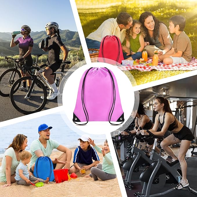 Grneric Drawstring Bags Bulk 14 Pcs Drawstring Backpack Bulk Cinch Bag Sackpack for Men Women Gym (Pink)