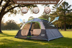 CAMPROS CP Upgraded 6/8 Person Camping Tents, Waterproof Windproof Family Tent with Larger Mesh Windows & Door, Double Layer, Easy Set Up, All-Season Dome Tent with Top Rainfly & Carry Bag