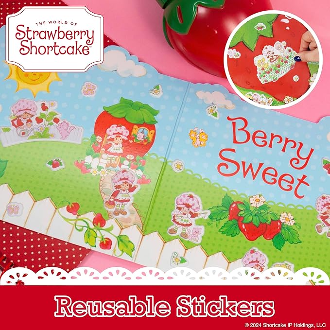 Strawberry Shortcake Puffy Sticker Playset, Cute Puffy Stickers & Double-Sided Play Scene, Sticker Books for Kids, Toddler Activity Book, Kids Activities, Reusable Sticker Book