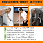 Outlet Extender Stick - Plug Extension Outlet with 3 Prong, Rotating Wall Socket Expander for Home Office Household, Hard to Reach Places, Electrical Power Outlet Extender with USB Ports