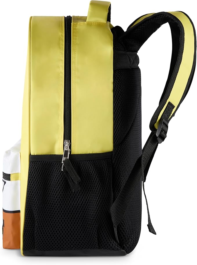 AI ACCESSORY INNOVATIONS SpongeBob Square Pants Backpack for Boys & Girls, 16” Big Face Nylon Twill Bookbag w/Molded Hamburger Patty Dangle, Yellow