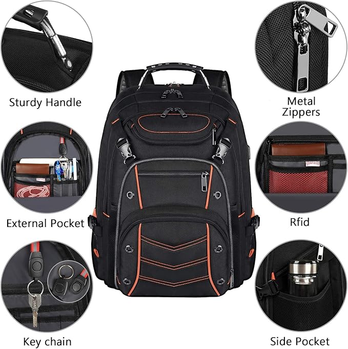 VECKUSON 18.4 Laptop Backpack for Men, 55L Extra Large Gaming Laptops Backpack,TSA Friendly Flight Approved and RFID Anti-Theft Pocket