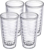 Homestead Choice 16oz Insulated Tumblers Plastic Keeps Drinks Cold & Hot, 4pack Double Walled Clear Insulated Drinking Glasses Cup, BPA-Free, Reusable, Camping, Travel, Kitchen, Party