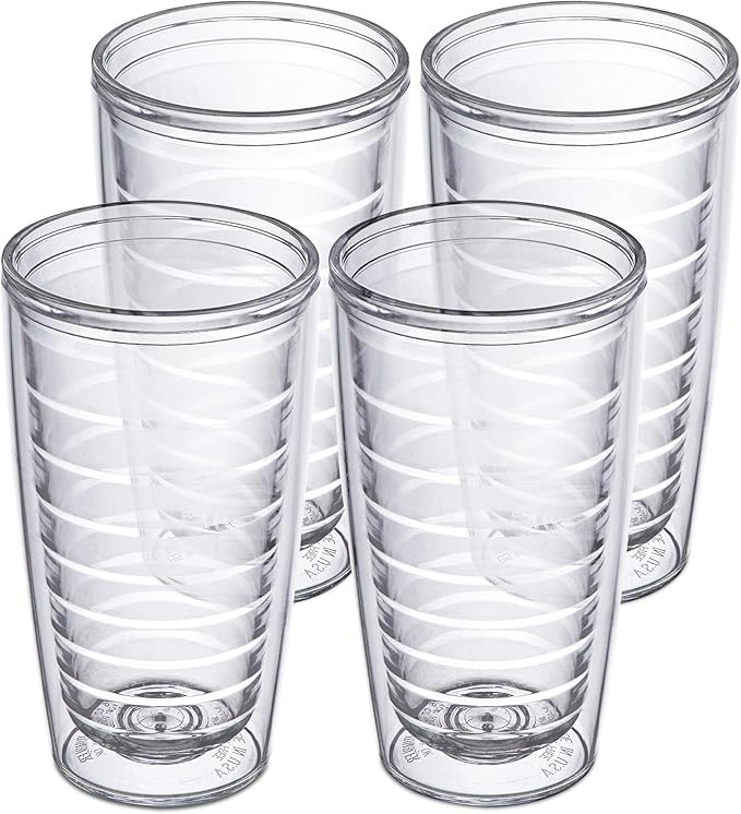 Homestead Choice 16oz Insulated Tumblers Plastic Keeps Drinks Cold & Hot, 4pack Double Walled Clear Insulated Drinking Glasses Cup, BPA-Free, Reusable, Camping, Travel, Kitchen, Party